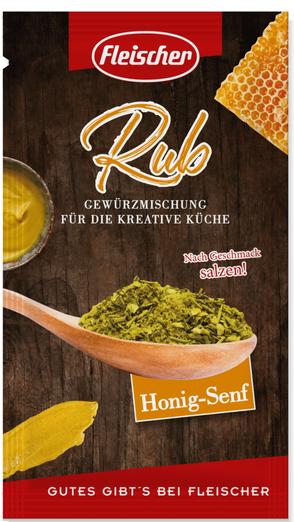 BBQ Rub - dieses Bild zeigt die Verpackung der Rub Sorte Honig Senf